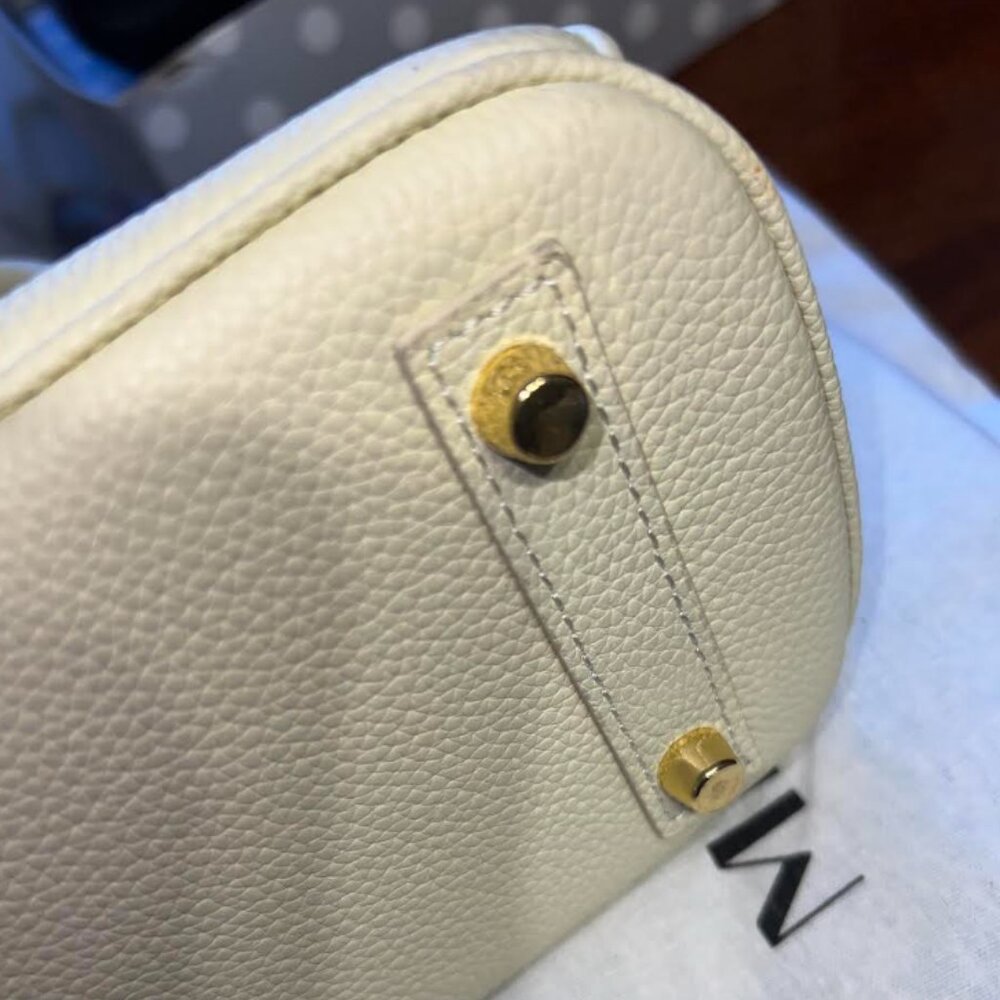 White Mini Tote Bag with Gold Hardware - Picture 4 of 6